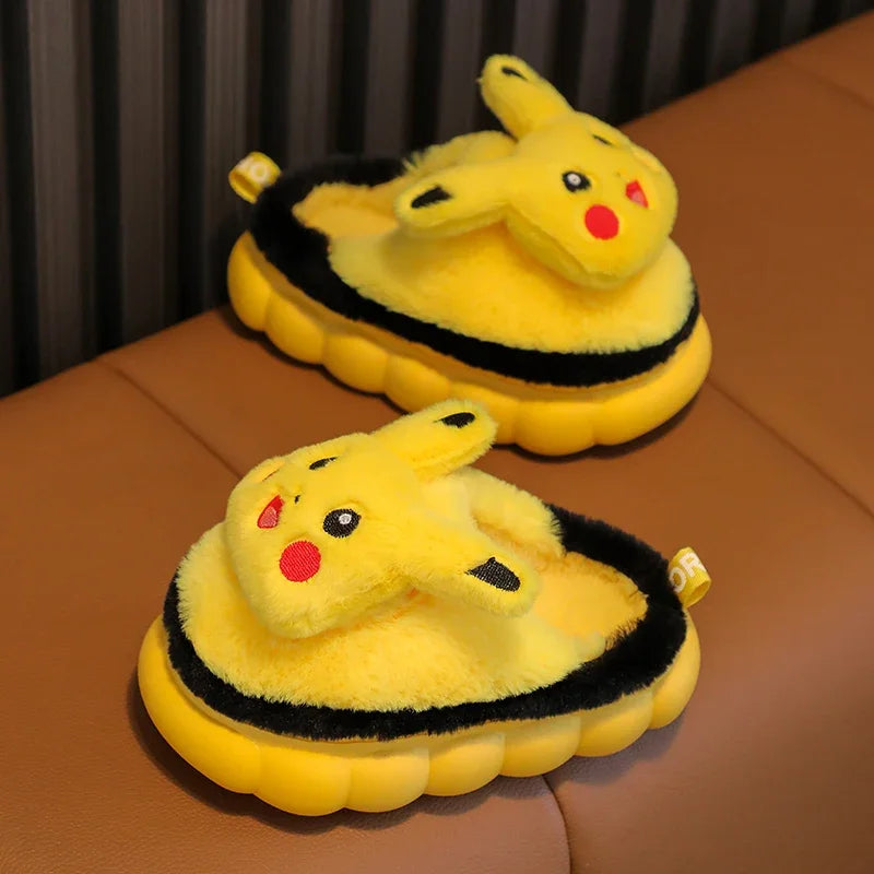 New Winter Children's Cotton Slippers Cute Cartoon Non-slip Soft Sole Girls Boys Indoor Warm Plush Home Wooden Floor Flat Shoes