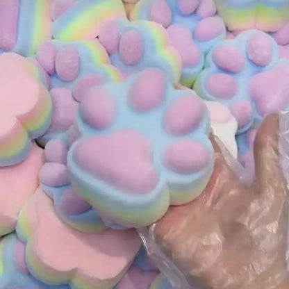 Handmade Silicone Squishy Rainbow Cat's Paw