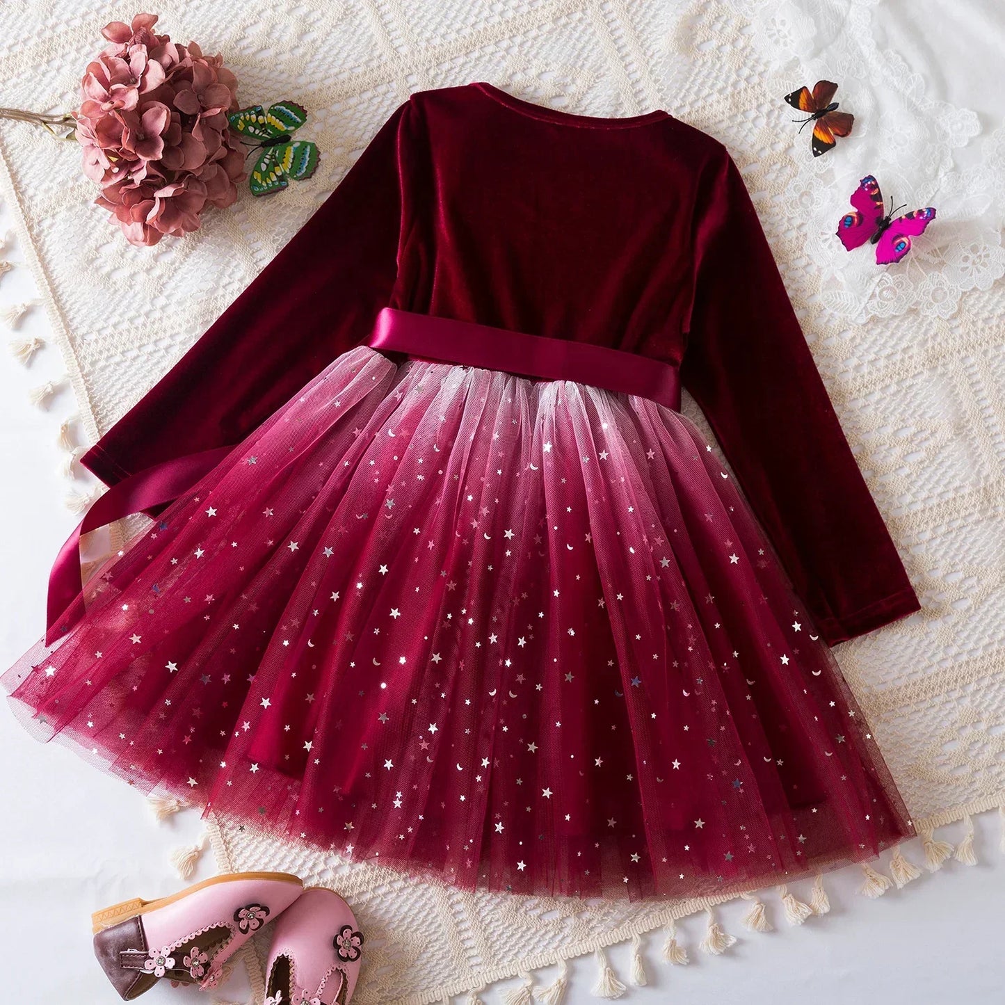 Kids Girls Dress for Sequin Long Sleeve Princess Party Dress