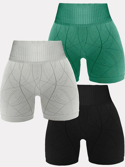 3pcs seamless slim fit sports outdoor women's casual fitness yoga pants hip-raising high-waist sports shorts