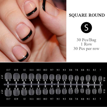 30Pcs French Gradient Short Ballet Nails Simple Nude Color False Nails Coffin Fake Nail Press On Nails Full Cover Nails