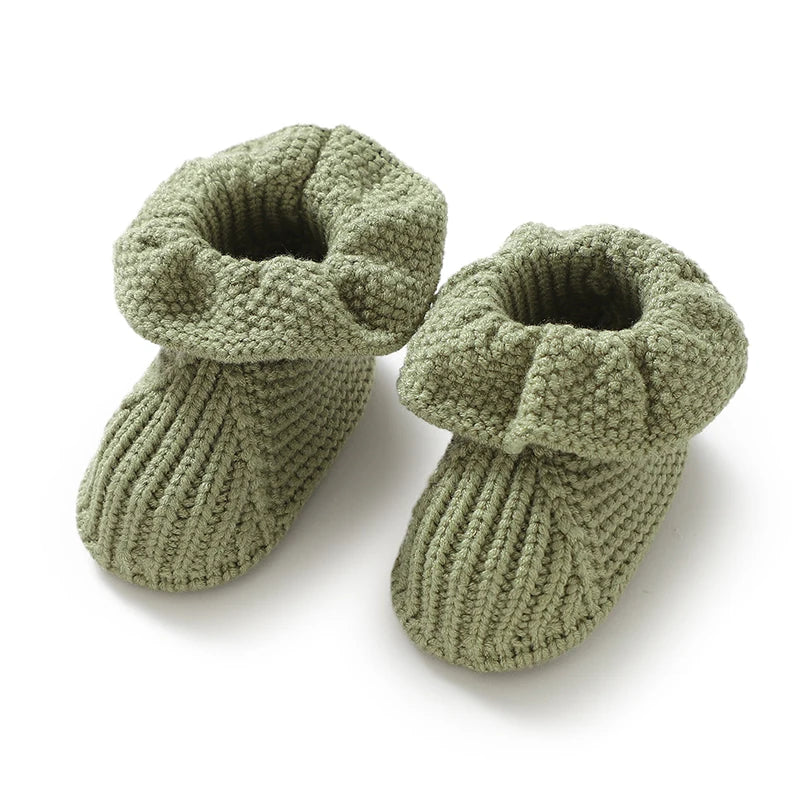 Newborn Baby Shoes Knitted Infant Girl Boy Boots Fashion Ruffles Slip-on Toddler Kid Footwear 0-18M Handmade Clothes Accessories