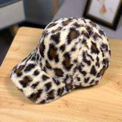 Get Ready for Winter with Our New Arrival Leopard & Zebra Print Fleece Baseball Cap - Perfect for Women