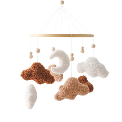 Baby Crib Mobile Bed Bell Rattle Toys Wooden Crochet Stars Pendant Bed Bell Toys Newborn Comfort Crib Bracket Hanging Toys Gifts