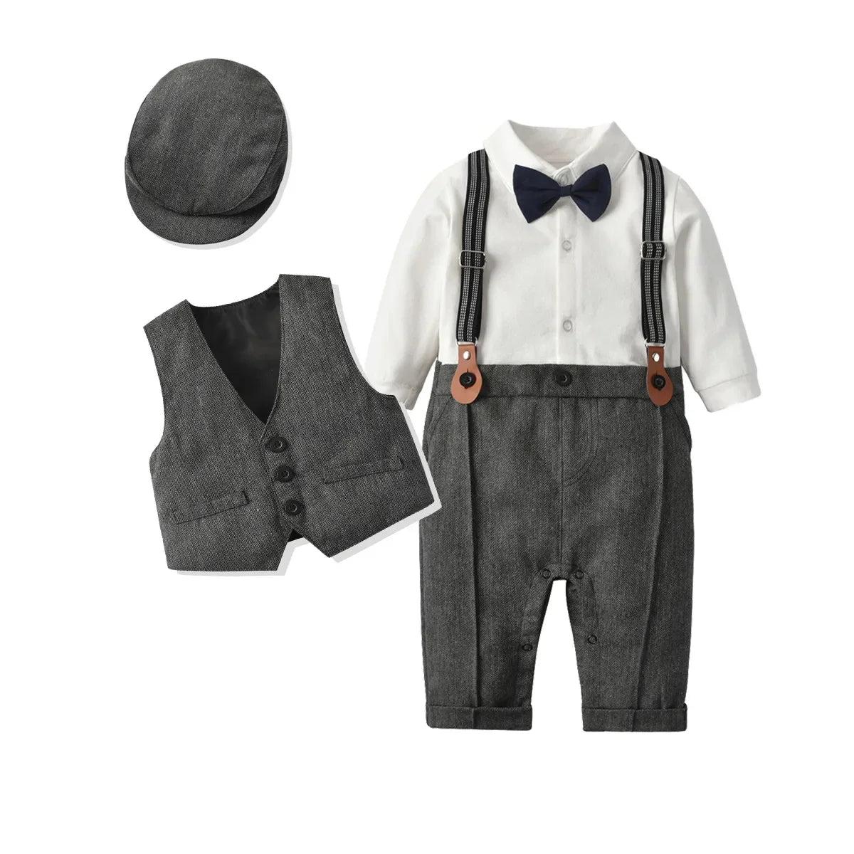 Baby Boys Gentleman Outfits Suits Clothing Spring and Autumn Children One-Piece Rompers Jacket Hat Suit Baby Boy Clothes