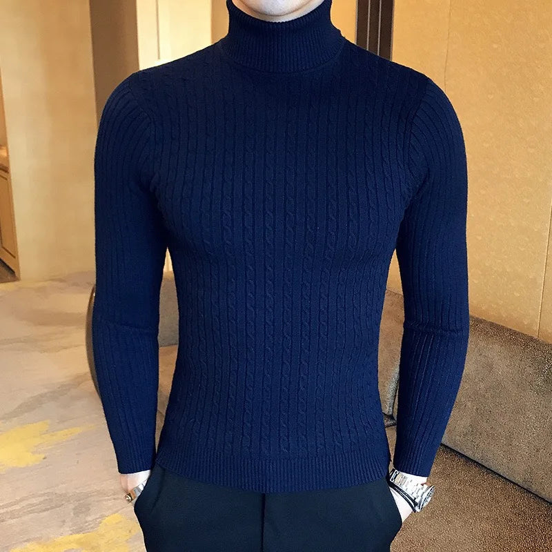 Winter High Neck Thick Warm Sweater Men Turtleneck Brand Mens Sweaters