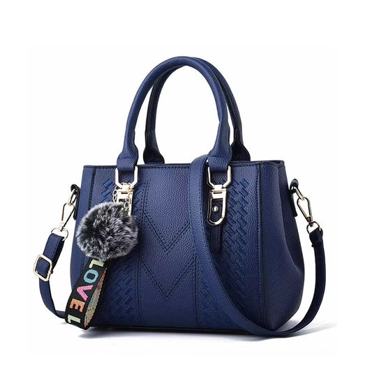 Embroidery Messenger Bags Women Leather Handbags Bags for Women Sac a Main Ladies hair ball Hand Bag