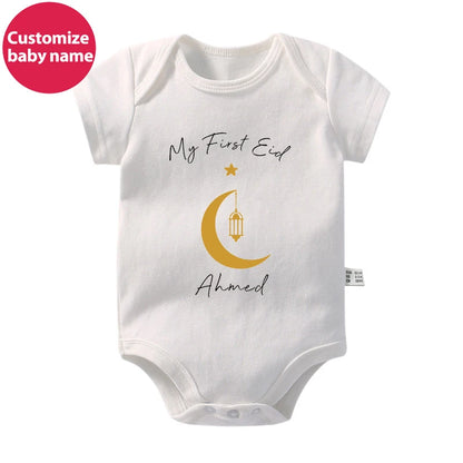 New Custom Name First Eid/Ramadan Baby Rompers Newborn Baby Ramadan Jumpsuits Eid Mubarak Baby Boys Girls Clothing Outfits Gifts