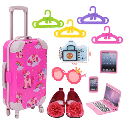 Doll Clothes&Miniature Accessories Shoe Luggage Set  For 18 Inch American Doll