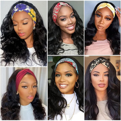 Body Wave Headband Wig Human Hair Wigs For Black Women Brazilian Full Machine Made Natural Color Wigs 150% Density