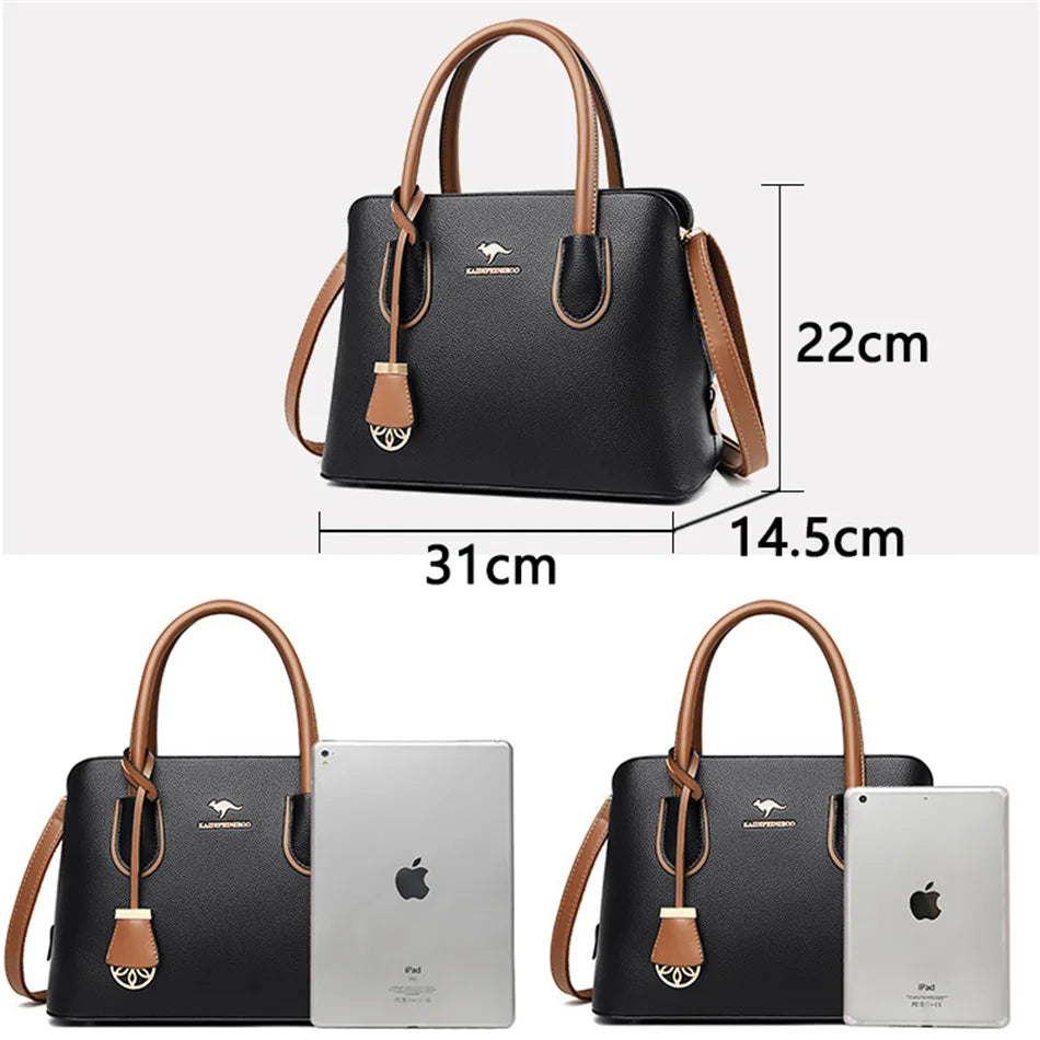 2 Layers Quality Leather Luxury Handbags Women Bags Designer Crossbody Bags for Women 2024 Large Capacity Tote Bag Sac A Main