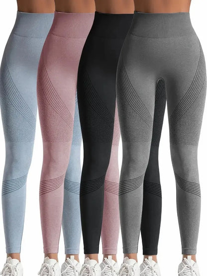 High Waisted Seamless Stretch Athletic Yoga Pants Leggings  Ultra Breathable Quick-Drying for Running Fitness Solid Colors