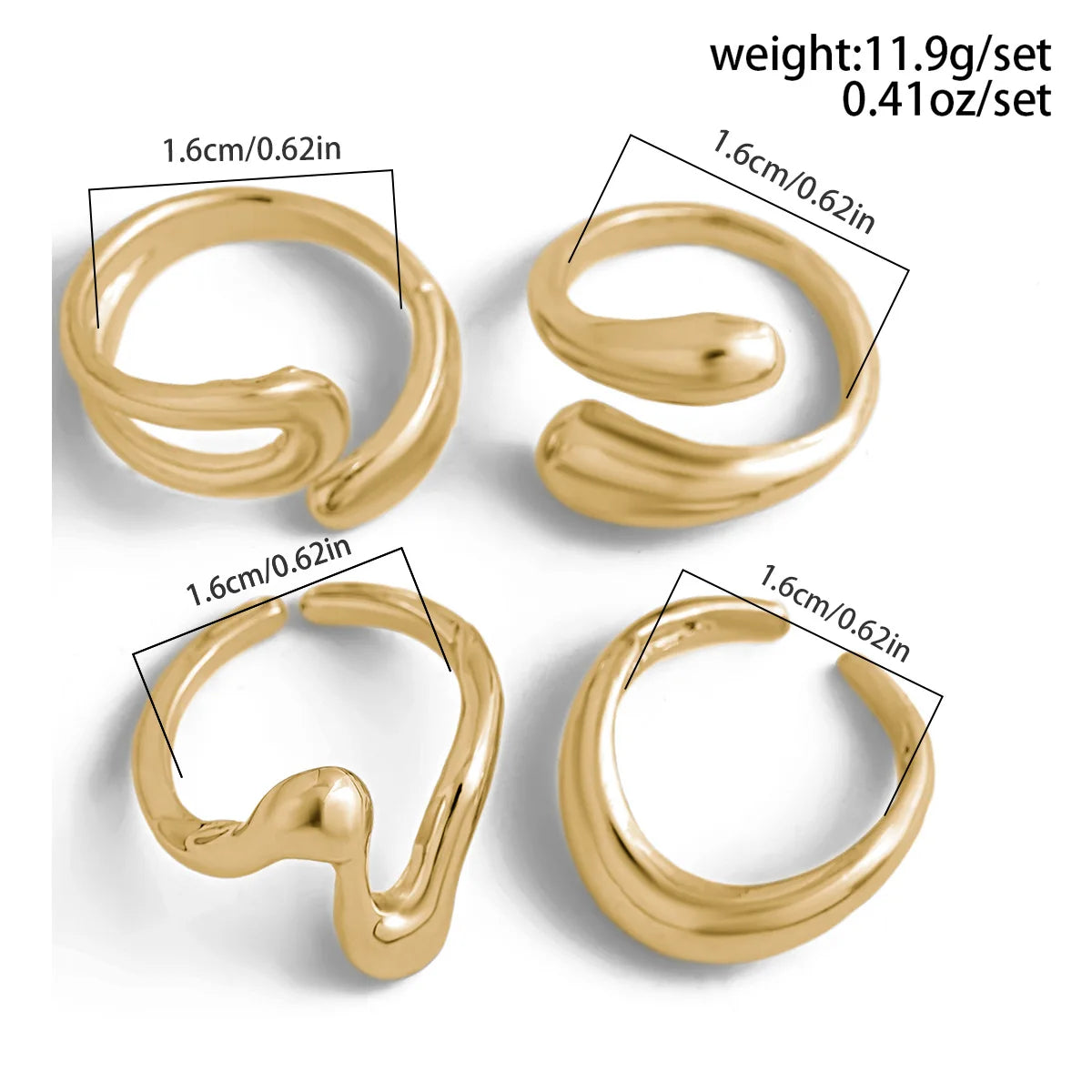 DIEZI One Set Irregular Geometric Rings For Women Men Girls Punk Fashion Beach style Gold Silver Color Knuckle Joint Ring