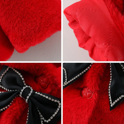 2025 New Winter Jacket For Baby Girl Clothes Fashion Christmas Princess Cloak Autumn Warm Faux Fur Girls Coat Plush Baby Outwear