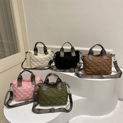 Lingge Quilted Padded Large Tote Nylon Women Handbags