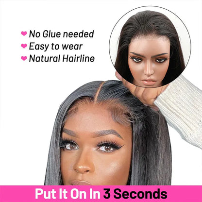 Kinky Straight 13x4 Lace Front Glueless Wig Wear and Go Glueless Yaki Human Hair Wigs Pre Plucked Brazilian Cheap Closure Wigs