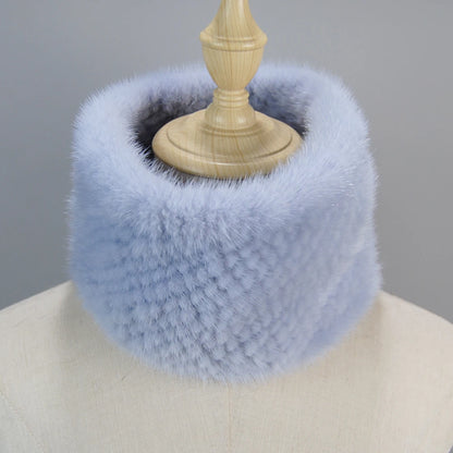 2025 New Women Winter Real Mink Fur Scarves headbands Good Elastic Knitted Natural Mink Fur Scarf Thick Warm Lady Fur Ring Shawl
