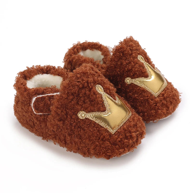 Fashionable Lamb Down Newborn Baby Girl Knitted Baby Soft Sole Shoes Toddler Shoes Warm and Non Slip First Walker