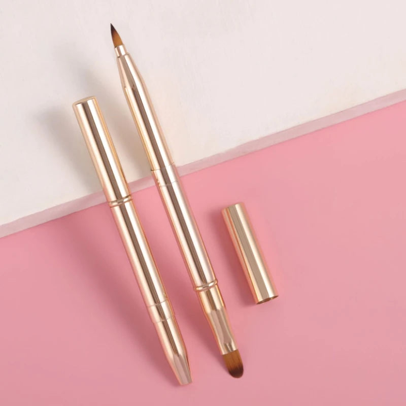 Retractable Lip Makeup Brush Lipstick Lip Gloss Brush Telescopic Dual Use Lip Eyeshadow Brush Beauty Tools With Protect Cap