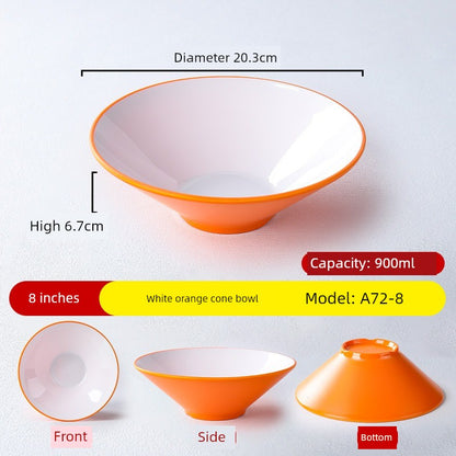 Melamine Rain-Hat Shaped Bowl Commercial Ramen Bowl River Snail Rice Noodle Bowl Noodle Restaurant Dedicated Noodles with Soy Sauce Wonton Pig's Knuckle Rice Spicy Hot Large Bowl
