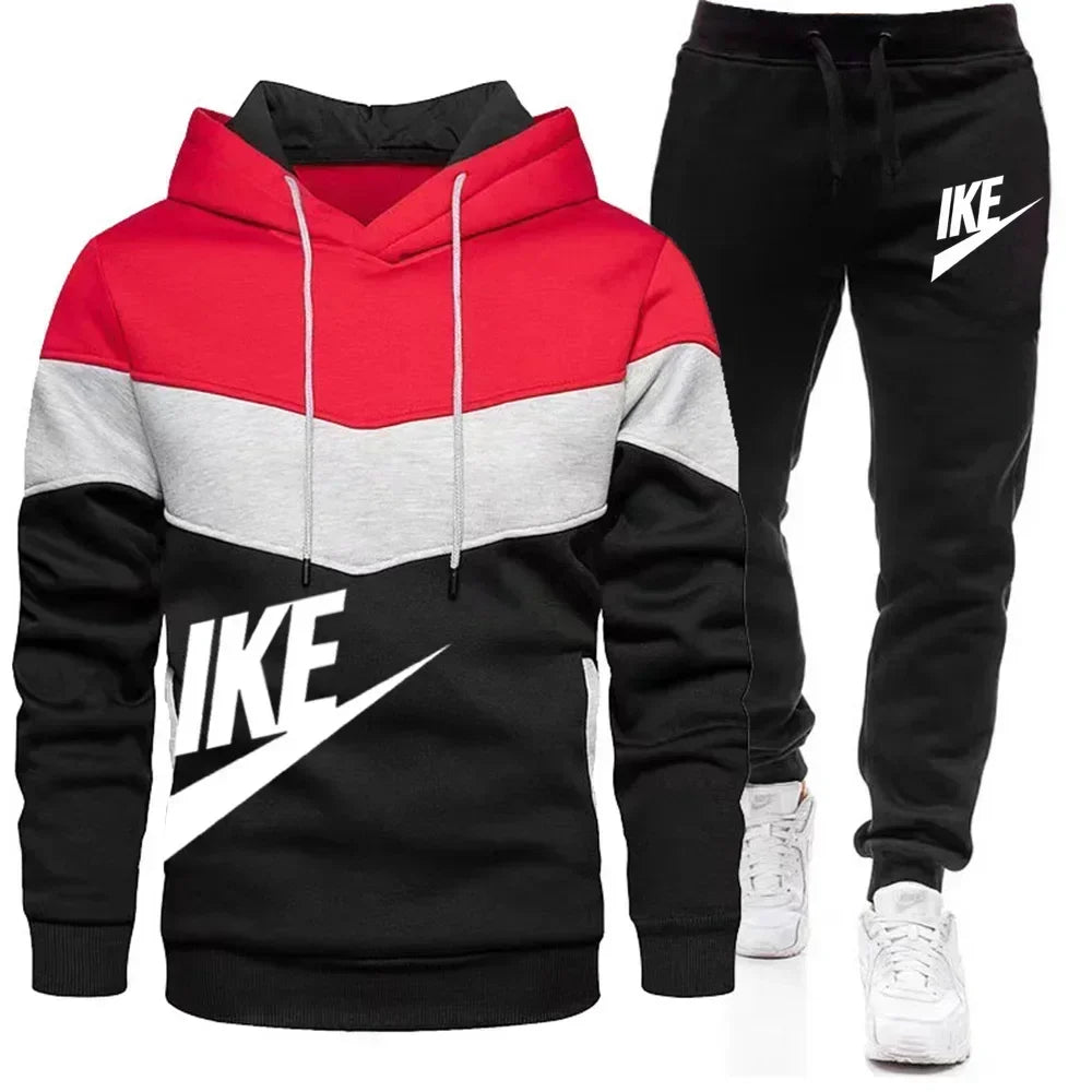 Autumn and winter Sportswear suit men's hoodies set casual warm sports sweater brand pullover + jogging pants 2-piece set