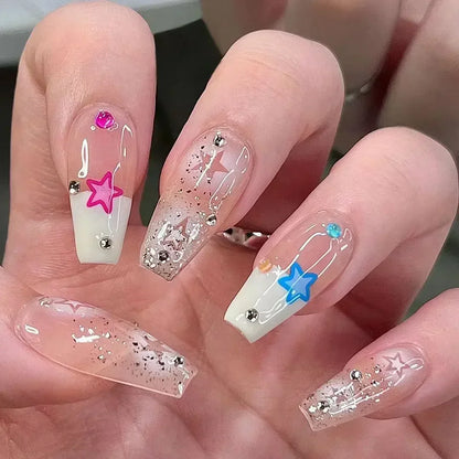 Sanrios Nails helloKitty Fresh Cute Korean Fake Nail Tips Girl Wearing Kawaii Short Cartoon Acrylic Press on Nail