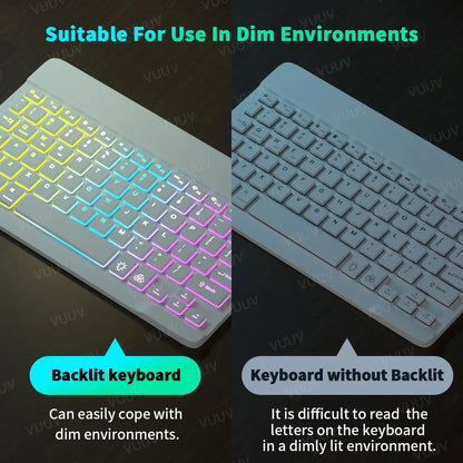 Wireless Bluetooth Keyboard for iPad Tablet Cell Phone Slim Backlit Rechargeable Tablet Keyboard Spanish Korean for Xiaomi Pad 6
