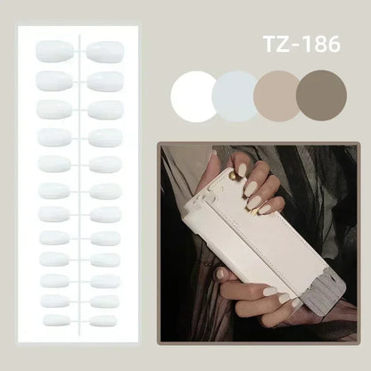 24Pcs French Tip  Press on Nails Short Coffin False Nails Simple Wearable Fake Nails Frosted Full Cover Press on Nail Tips Art
