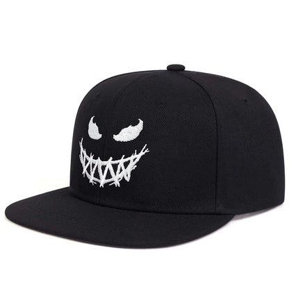 Unisex Fashionable Funny Expressions Embroidered Hip-Hop Hat, Flat Top Baseball Cap Suitable For Outdoor Leisure Sports