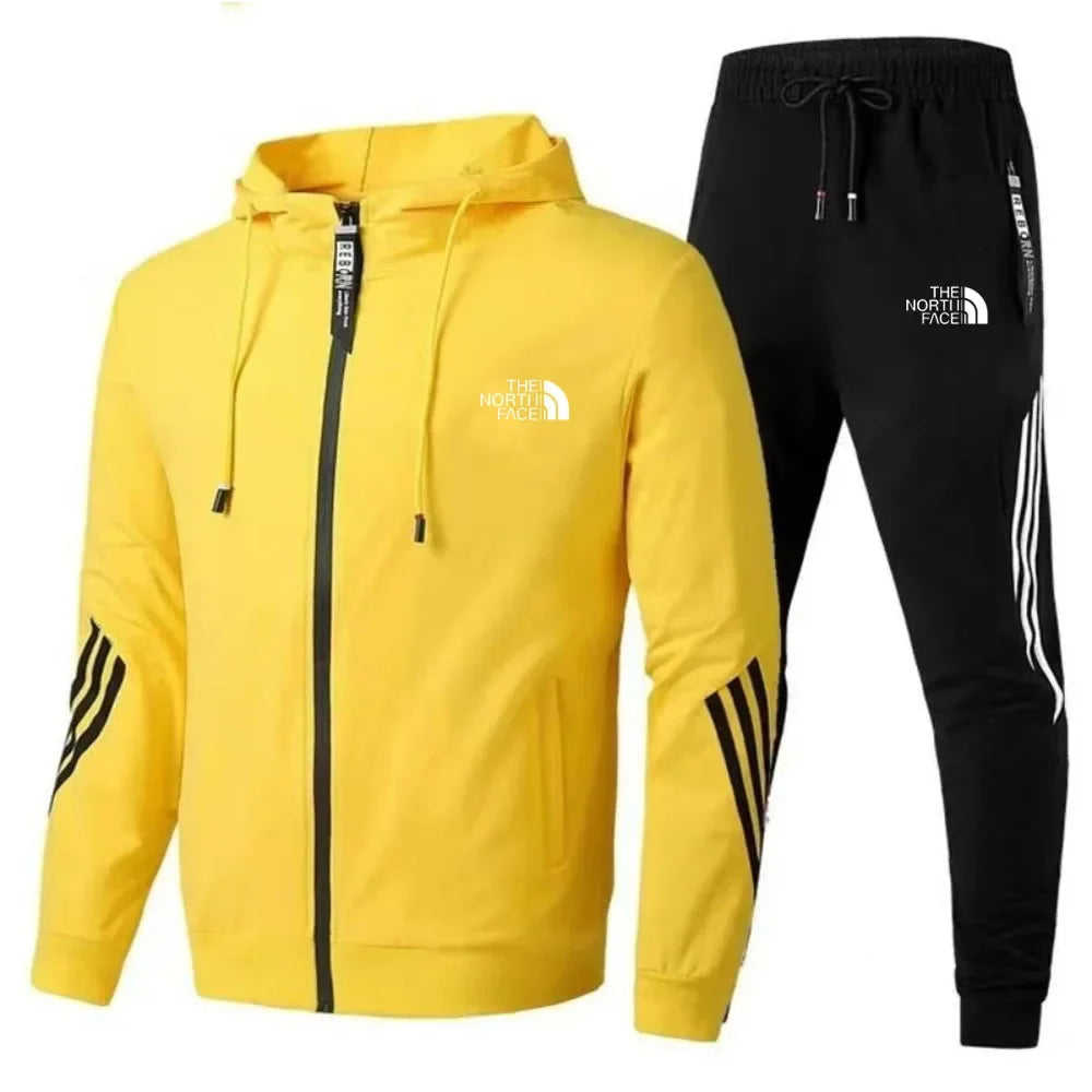 2024Men's Suit Two-Piece Tracksuit Casual Sports Jacket+Trousers Harajuku Sports Suit Spring And Autumn Hoodie Sportswear