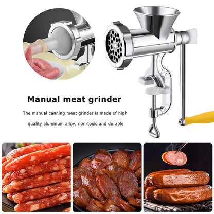 Manual Meat Grinder Sausage Maker With Tabletop Clamp Sausage Stuffer Machine Multifunction Aluminum Alloy for Home Kitchen